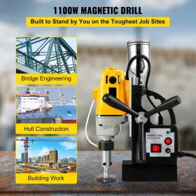 MD40 1-1/2 in. Electric Magnetic Drill Press Drilling Machine with 11PC HSS Cutter Set Precise Annular Cutter Kit Compact