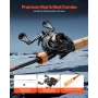 VEVOR stang og fiskehjul Combo, IM7 Carbon Fiber Baitcasting stang og hjul Combo, bas fiskestang med 6+1 BB System, 7.0:1 G