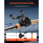 VEVOR stang og fiskehjul Combo, IM7 kulfiber Baitcasting stang og hjul Combo, bas fiskestang med 7+1 BB System, 7.0:1 G