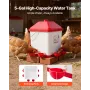 19L Automatic Chicken Waterer, 6 Water Ports, Automatic-Fill Water Cup, Automatic Gravity Waterer with Convenient Handle Sealed 
