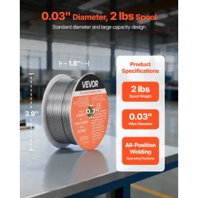 VEVOR Flux Core MIG Welding Wire, E308LFC-O 0.8mm 0.9kg, Gasless Stainless Steel Welding Wire with Low Spatter for All Position 