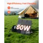 60W Foldable Solar Panel Charger, 16BB N-Type Monocrystalline Solar Panel 24% Efficiency, Lightweight Portable with MC4 Output, 