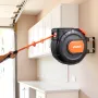 Retractable Air Hose Reel, 15m x 9.5mm PVC Air Hose Max 300PSI, Enclosed Air-Compressor Hoses Reel Auto Rewind with 1m Lead in, 