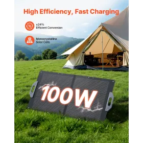 100W Foldable Solar Panel, 24% High-Efficiency Portable Monocrystalline Solar Panel Charger with MC4 Output, USB-A, Type-C & DC 