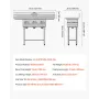 3 Compartment Sink, 18-Gauge 304 Stainless Steel, 254x356x254 mm Bowl Size, 3 Bay Commercial Kitchen Prep & Utility Sink with 2 