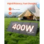 VEVOR 400W Foldable Solar Panel with Frame, 16BB N-Type Monocrystalline Solar Panel Charger 24% Efficiency, IP67 Waterproof with