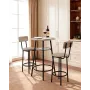 VEVOR Bar Table, 3PCS 596.9mm Bars Tables Set, Bar Tables and Chair Set with Rounded Corner Design, Round Pub Table with Two Sto