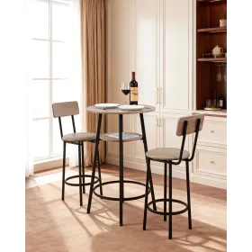 VEVOR Bar Table, 3PCS 596.9mm Bars Tables Set, Bar Tables and Chair Set with Rounded Corner Design, Round Pub Table with Two Sto