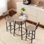 VEVOR Bar Table, 3PCS 596.9mm Bars Tables Set, Bar Tables and Chair Set with Rounded Corner Design, Round Pub Table with Two Sto