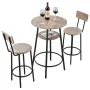 Bar Table, 3PCS 596.9mm Bars Tables Set, Bar Tables and Chair Set with Rounded Corner Design, Round Pub Table with Two Stools fo