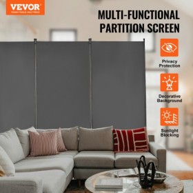 Room Divider 3 Panels Fabric Room Privacy Screen for Office Bedroom Grey