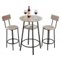 Bar Table, 3PCS 596.9mm Bars Tables Set, Bar Tables and Chair Set with Rounded Corner Design, Round Pub Table with Two Stools fo