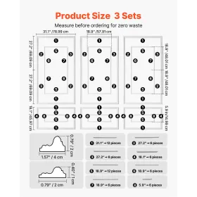 VEVOR vægstøbning 3-pak, skydepanelersæt med dobbelt-linje bred og smal profil, let, malbar polystyren, let