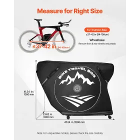 VEVOR Triathlon Bike Travel Bag, Transport Bicycle Storage Carry Bag with TSA Lock & Dual Zipper, Triathlon Bicycle Case Max. Wh