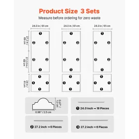VEVOR Wall Molding 3 Pack, Wainscoting Panels Kit, Lightweight Paintable Polystyrene, Easy to Install, Waterproof Accent Wall Tr