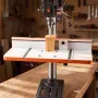 Drill Press Table, 605 x 300 mm, Worktable with an Adjustable Fence and Stop Block, Highly Compatible T-Slots, MDF Tabletop, Bui