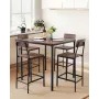 VEVOR Bar Table, 5PCS 889mm Bars Tables Set, Bar Tables and Chair Set with Rounded Edge Design, Square Pub Table with Four Stool