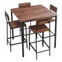 Bar Table, 5PCS 889mm Bars Tables Set, Bar Tables and Chair Set with Rounded Edge Design, Square Pub Table with Four Stools for 