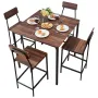 Bar Table, 5PCS 889mm Bars Tables Set, Bar Tables and Chair Set with Rounded Edge Design, Square Pub Table with Four Stools for 