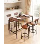 Bar Table, 5PCS 1193.8mm Bars Tables Set, Bar Tables and Chair Set with Rounded Edge Design, Rectangular Pub Table with Four Sto