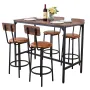 Bar Table, 5PCS 1193.8mm Bars Tables Set, Bar Tables and Chair Set with Rounded Edge Design, Rectangular Pub Table with Four Sto