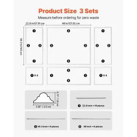 VEVOR Wall Molding 3 Pack, Wainscoting Panels Kit, Lightweight Paintable Polystyrene, Easy to Install Accent Wall Trim for Inter