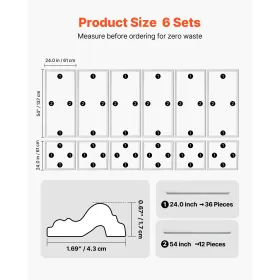 VEVOR vægstøbning 6-pak, skydepaneler sæt, let, malerbar polystyren, let at installere, vandtæt accent væg Tr