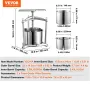 Fruit Wine Press, 1.5 Gal/5.5L, 2 Stainless Steel Barrels, Manual Juice Maker, Cider Apple Grape Tincture Vegetables Honey Olive