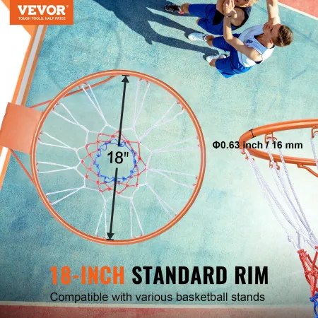 VEVOR Basketball Rim, Wall Door Mounted Basketball Hoop, Heavy Duty Q235 Basketball Flex Rim Goal Replacement with Net, Standard