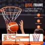 Basketball Rim, Wall Door Mounted Basketball Hoop, Heavy Duty Q235 Basketball Flex Rim Goal Replacement with Net, Standard 18" I