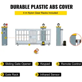 Sliding Gate Opener, 1800 KG 4 m, Automatic Sliding Gate with 4 Remote Controllers & APP Control, Electric Rolling Driveway Slid