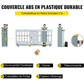 VEVOR Sliding Gate Opener, 1800 KG 7 m, Automatic Sliding Gate with 4 Remote Controllers & APP Control, Electric Rolling Drivewa