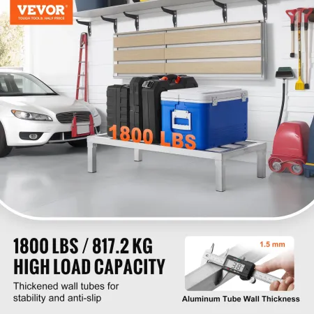 VEVOR Aluminum Dunnage Rack, 36” x 20” Commercial Food Floor Rack, 8” Off the Floor, 1800 lbs Capacity All-Welded Aluminum Stora