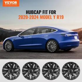 VEVOR Wheel Rim Cover Hubcaps, 19 in, 2020-2024 Model Y Fully Fit Hubcap with Snap, Guard Tape & Valve Nozzle Hole, ABS & PC Hub