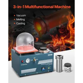 VEVOR Vacuum Investing Casting Machine with Melting Furnace, Convenient Oil Injection Port, Precision Pressure Gauge, All-in-One