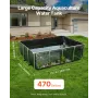 VEVOR Canvas Fish Pond, 470 Gal Above Ground Fish Pond, PVC Koi Tank with Clear Viewing Panel, Rectangular Goldfish Tank with St