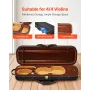 4/4 Full Size Violin Case, Built-in Hygrometer, Lightweight Portable Travel Carrying Bag, with Plush Lining, Shoulder Straps, An