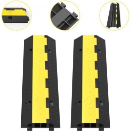 Cable Protector Ramp, 2 Packs 2 Channels Speed Bump Hump, Rubber Modular Speed Bump Rated 11000 LBS Load Capacity, Protective
