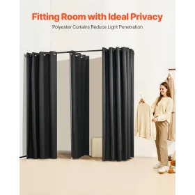 VEVOR Fitting Room, Portable Changing Room with Thick Polyester Curtains, Double Dressing Rooms with Partition Curtains, for Bou