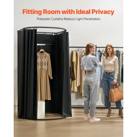 Fitting Room, Portable Dressing Room with Thick Polyester Curtains, Privacy Space with Shading Curtain and a Hook, for Boutique,