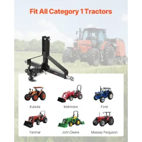 VEVOR 3 Point Trailer Hitch with 2 in Receiver, 3pt Quick Hitch Attachment, Heavy Duty Tractor Tow Drawbar Adapter, Compatible w