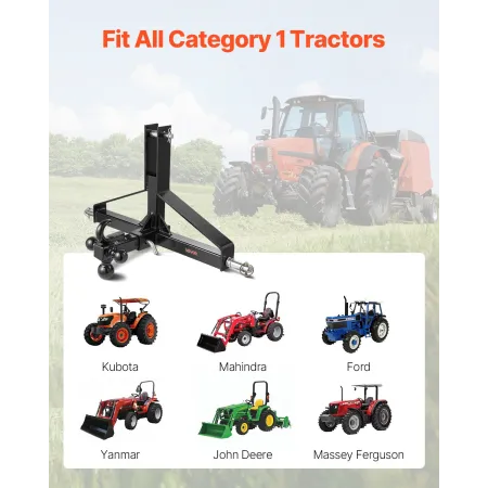 VEVOR 3 Point Trailer Hitch with 2 in Receiver, 3pt Quick Hitch Attachment, Heavy Duty Tractor Tow Drawbar Adapter, Compatible w