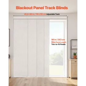 VEVOR Panel Track Blinds, Extendable Track from 116 cm to 218 cm W, Trimmable Panel Curtains Up to 243cm H, Vertical Blackout Pa