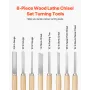 Wood Lathe Turning Tool Set, 8PCS, Lathe Chisel Set with Carbon Steel Blade, 2 Skew, 1 Spear Point, 1 Parting, 1 Round Nose, 3 G