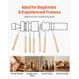 Wood Lathe Turning Tool Set, 8PCS, Lathe Chisel Set with Carbon Steel Blade, 2 Skew, 1 Spear Point, 1 Parting, 1 Round Nose, 3 G