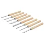 Wood Lathe Turning Tool Set, 8PCS, Lathe Chisel Set with Carbon Steel Blade, 2 Skew, 1 Spear Point, 1 Parting, 1 Round Nose, 3 G