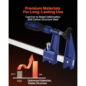 VEVOR stangklemmer til træbearbejdning, 4-pak 91,4 cm åbning, låsbar F-klemme med 272 kg belastningsgrænse, 63,5 mm dybde,