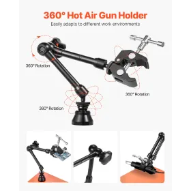 VEVOR Magnetic Helping Hands Soldering Station, 4 Flexible Arms Third Hand Tool, with 6 PCB Pillar Holders & 360 Hot Air Gun Hol