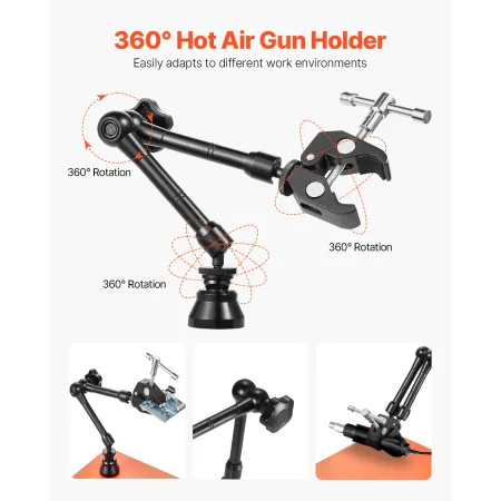 VEVOR Magnetic Helping Hands Soldering Station, 4 Flexible Arms Third Hand Tool, with 6 PCB Pillar Holders & 360 Hot Air Gun Hol