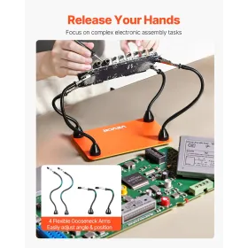 Magnetic Helping Hands Soldering Station, 4 Flexible Arms Third Hand Tool, with Alligator Clips & Non-Slip Heavy-Duty Steel Base